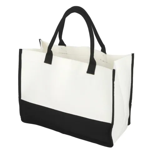 White Tote Bag with Black Handles